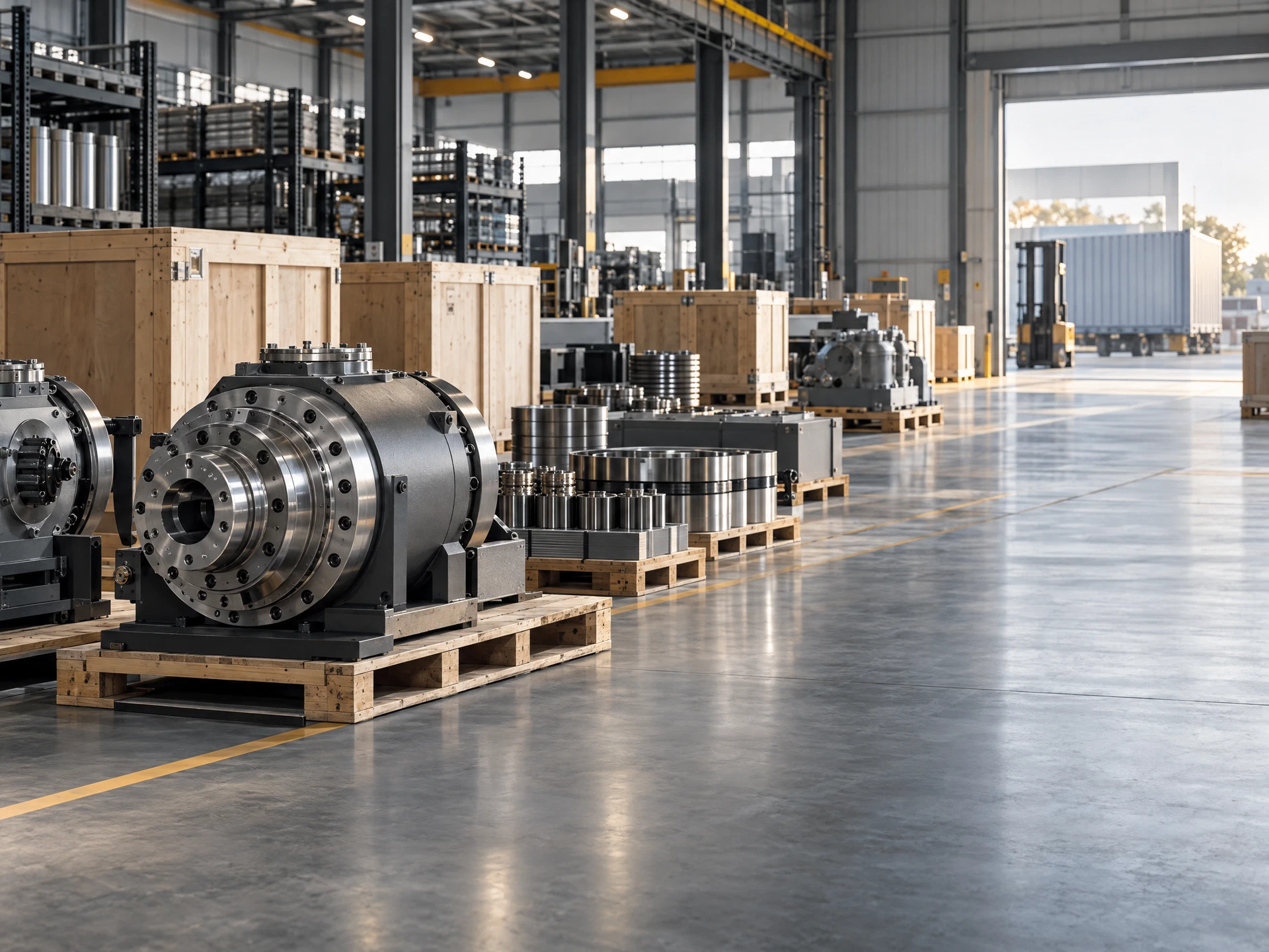 Organised industrial equipment and materials in a modern logistics facility