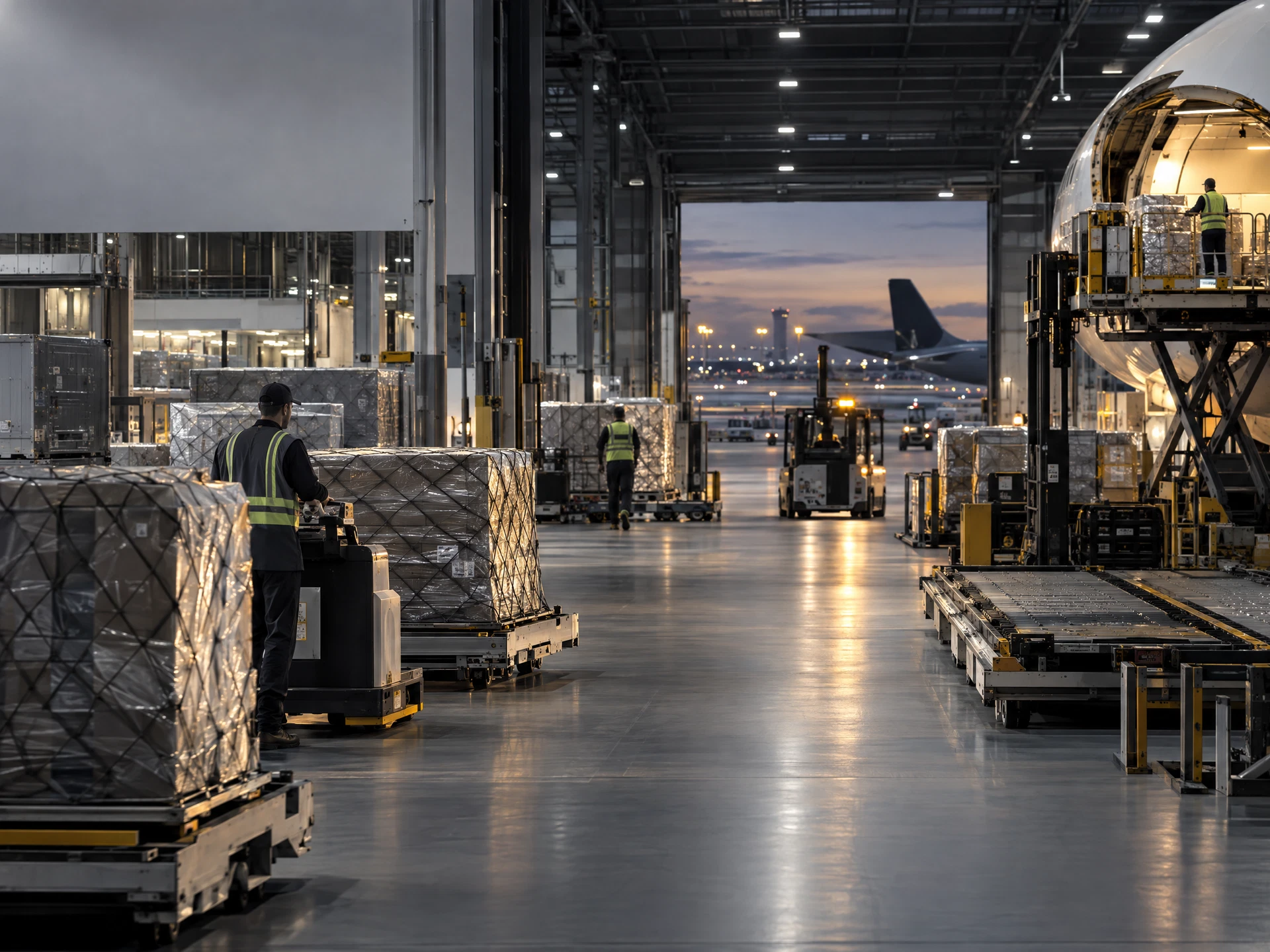Orderly international logistics facility handling specialist freight